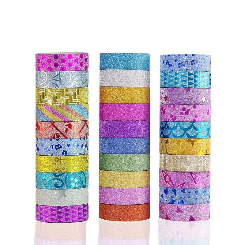 Phantomon Washi Tape Craft Tape Set 30 Roll Wide Decorative Tape for Art, DIY Decor, Scrapbook, Glitter Washi Masking Tape - Image 1